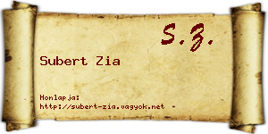 Subert Zia névjegykártya
